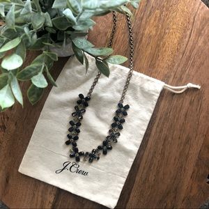 J Crew navy floral clover statement necklace